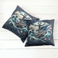 thumbnail image 4 of Ambesonne Nautical Throw Pillow Cover Pack of 2, Marine Anchor and Seagull, 2 Pcs-24" x 24", Indigo and Dark Salmon, 4 of 5