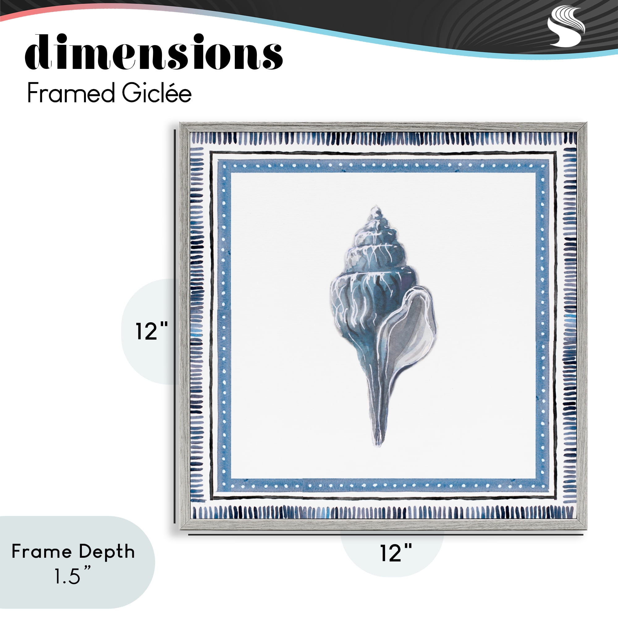 Stupell Industries Soft Blue Conch Shell Gray Framed Giclee Art, design by Lanie Loreth
