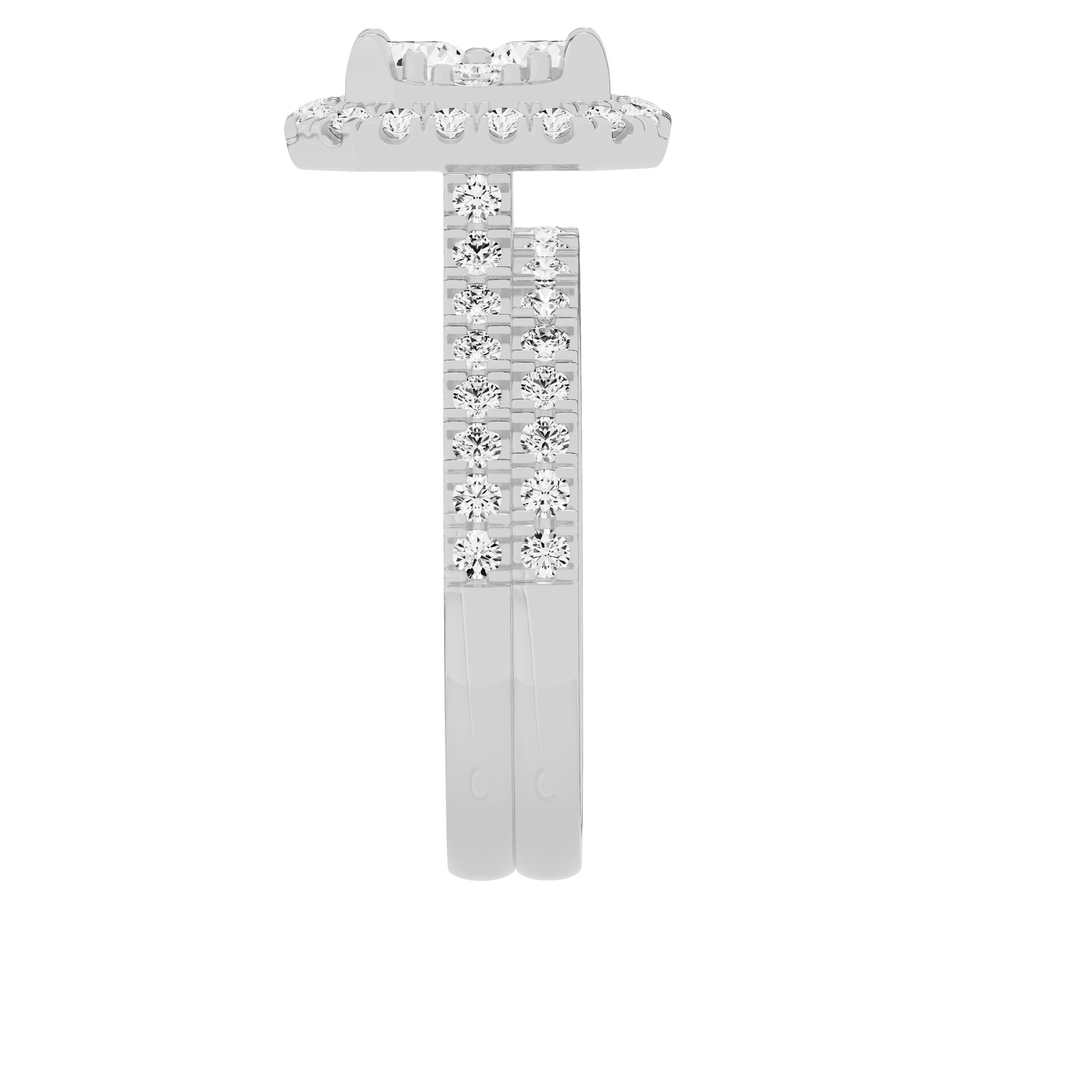Unique Moments Lab Grown 1.50 Carat Diamond Radiant Bridal Set, Engagement Ring for Women 10K White Gold