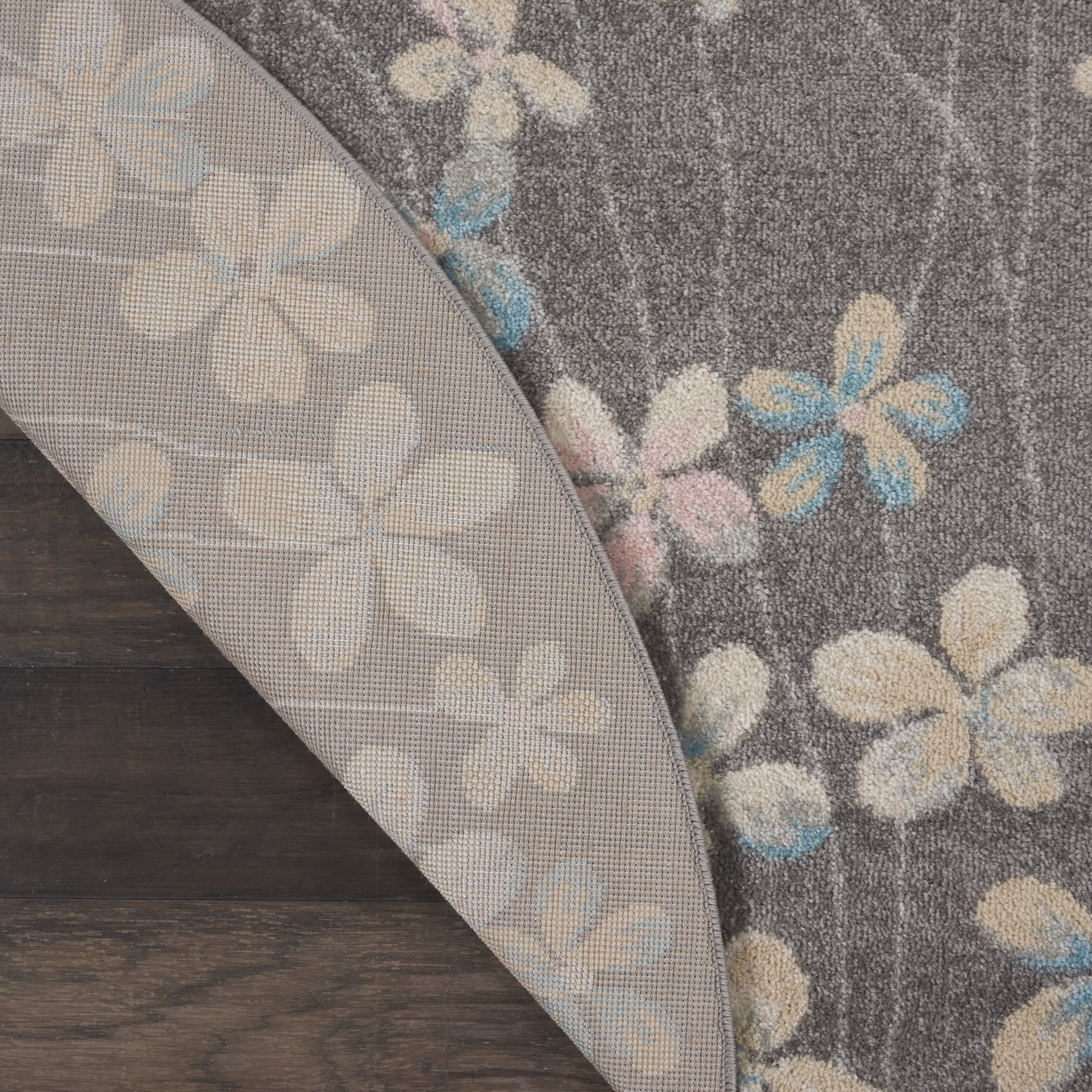 Desert Fields Contemporary Floral Grey/Beige 5'3" x ROUND Area Rug, (5' Round)