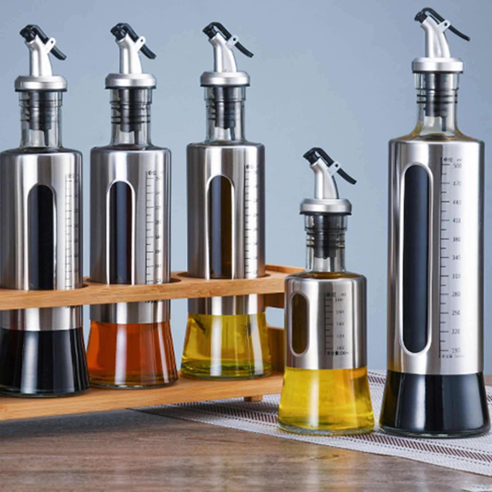 Oil Bottle/Vinegar Bottle with Cork Stopper Heat-Resistant Glass Oil & Vinegar Dispenser No Drip Clear Glass Cruet Bottles,230ml 