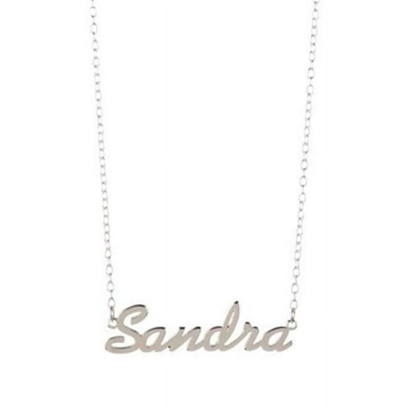 Gigi and Leela SP328 Sterling Silver Necklace - Sandra Nameplate 16 in. Chain 925 Silver-