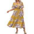 thumbnail image 1 of Vestido IN'VOLAND con estampado floral bohemio casual de verano, talla grande, 1 of 4