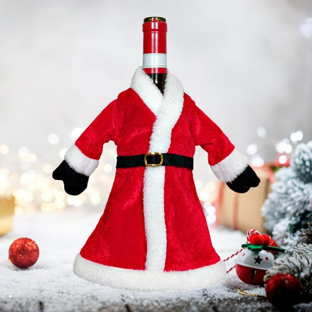 Funda para botella de vino navideña, tela roja, decorativa, para botellas de vino, champán y licor, reutilizable, accesorio festivo para fiestas, papel de regalo para Navidad, oficina, cumpleaños y