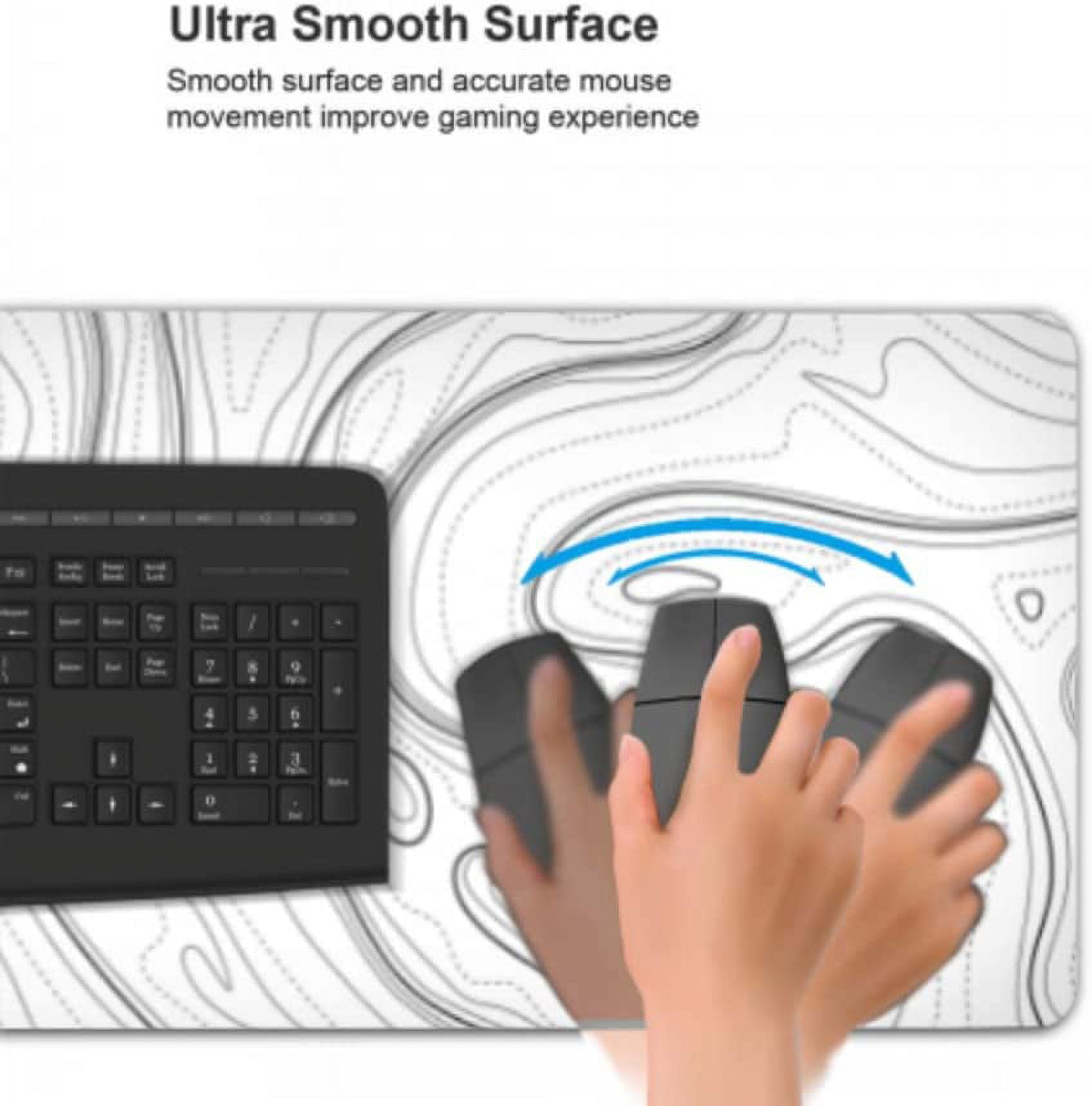 Large Gaming Mouse Pad 35.4 x 15.7 inches,White Topographic Design Extended Mousepad, Non-Slip Base, Water Resist Keyboard Pad, Desk Mat for Gamer, Office & Home