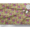 thumbnail image 3 of Soimoi Green Cotton Voile Fabric Leaves & Ranunculus Floral Print Fabric by the Yard 56 Inch Wide, 3 of 3