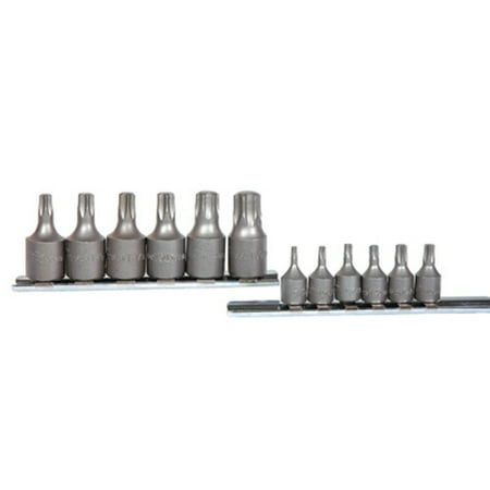 

1PK K Tool 22801 Socket Set 12 Piece 1/4 and 3/8 Drive T10 to T60 Internal Torx on Clip Rail