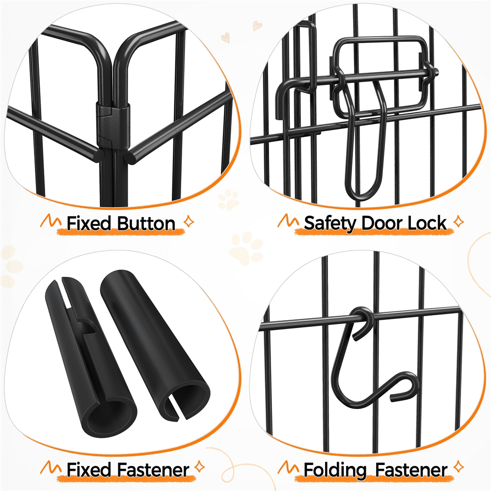 Alden Design 8 Panel Foldable Metal Pet Playpen for Dog, 34″ H, Black