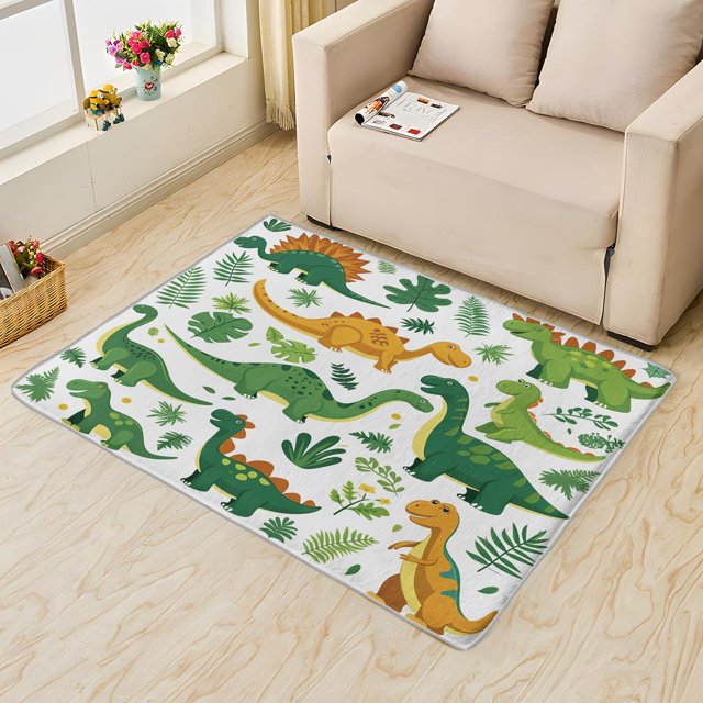 Green Dinosaur Area Rug 2x3, Cartoon Dinosaur Rugs for Entryway Bedroom Living Room, Cute Animal Indoor Door Mat, Machine Washable Rug, Non Slip Soft Low Pile Home Decor Carpet 8i&-172