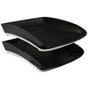 Storex Iceland-Series Plastic Paper Tray, Fits Letter-Size Paper, Black/Gray, 4-Pack