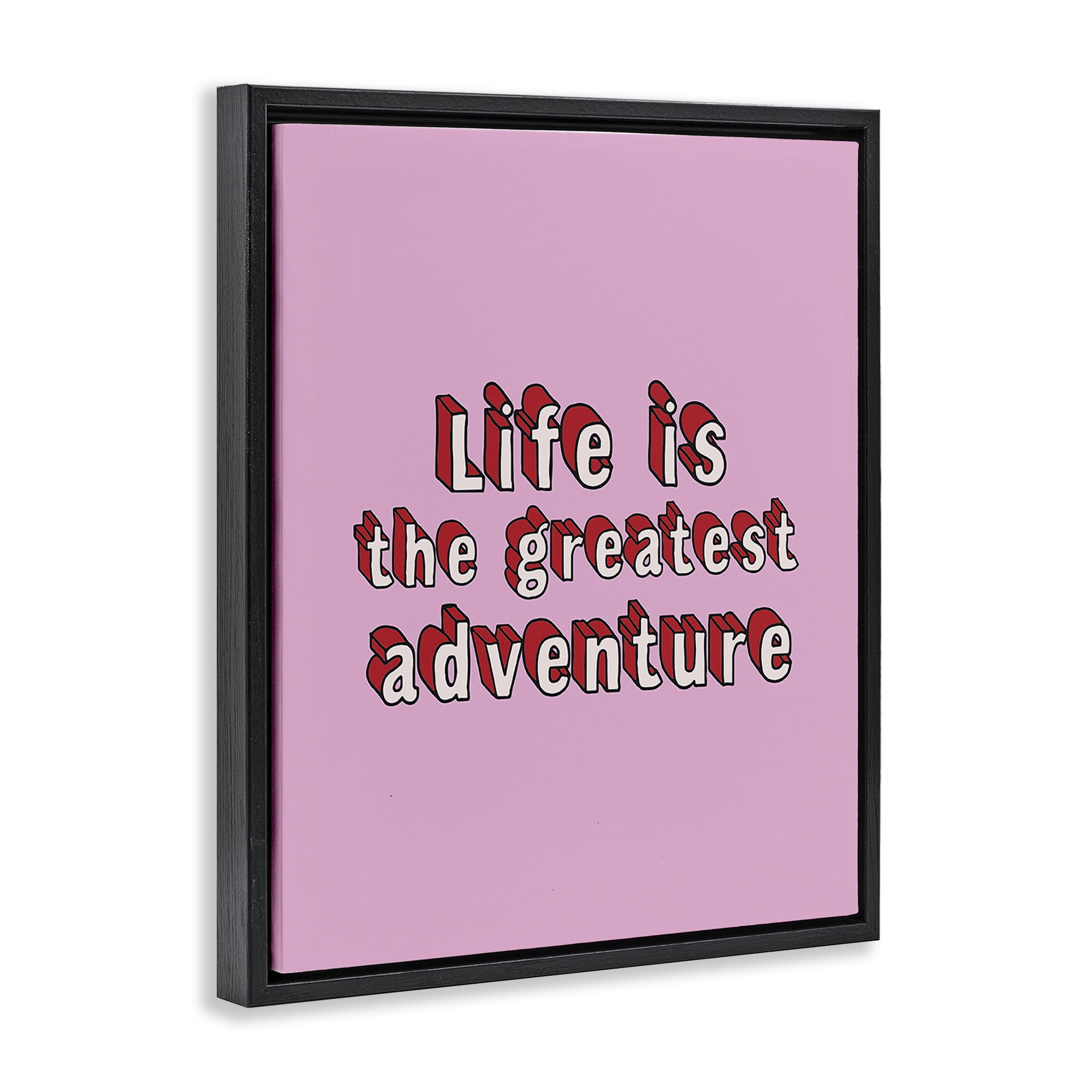 Stupell Industries Greatest Adventure on Pink Text & Numbers Painting Black Floater Framed Canvas Art Print Wall Art, 25 x 31