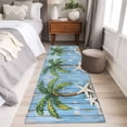 thumbnail image 4 of Tropical Plant Washable Area Rug 2x6 Blue Wood Grain Starfish Vintage Low-Profile Area Rugs with Non Slip Backing Indoor Floor Carpet for Entrance Living Room Bedroom Home Office, 4 of 9