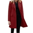 thumbnail image 2 of Wool Trench Coats for Women Winter Fall Fashion Notch Collar Pea Coats Solid Color Mid Length Plus Size Long Jackets Casual Walker Coat ,S-5XL, 2 of 9