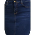 thumbnail image 5 of INSPIRE CHIC Women's Denim High Waisted Stretch Ripped Raw Hem Split Casual Midi Pencil Jean Skirts S Dark Blue, 5 of 6
