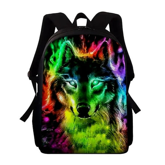 School Bag Backpack Unisex 3d Print Commuter Outdoor Daily Wolf 3d Print Oxford Large Capacity Print Black