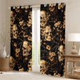 thumbnail image 2 of Homewish Spooky Halloween Skull Kitchen Curtains,Baroque Goth Floral Black Out Curtains Pack of 2 (42x63 Each),Golden, 2 of 6