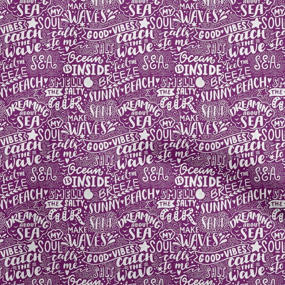 oneOone Rayon Purple Fabric Writing Text Diy Clothing Quilting Fabric Print Fabric By Yard 56 Inch Wide