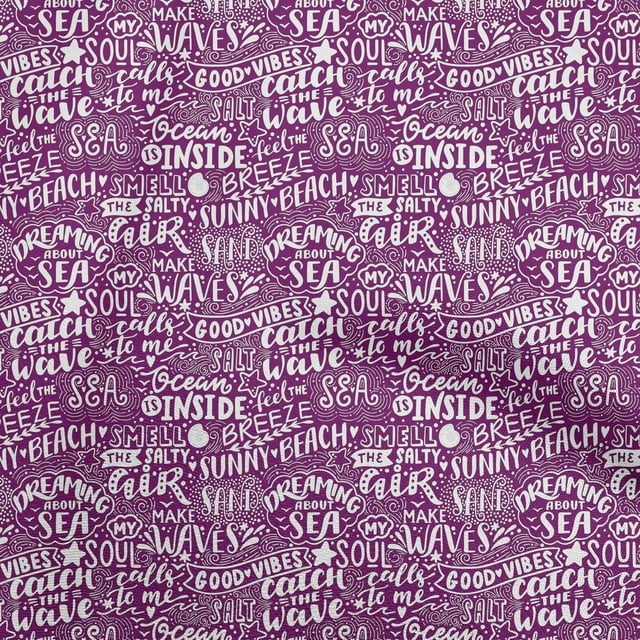 oneOone Cotton Jersey Purple Fabric Writing Text Fabric For Sewing Printed Craft Fabric By The Yard 58 Inch Wide