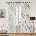 thumbnail image 2 of Kitchen Curtains 84 Inch Length 2 Panels, Golden Marble Grommets Window Treatment Curtain, Vintage Abstract Modern Art Thermal Curtains Drapes for Living Room/Bathroom, 2 of 9