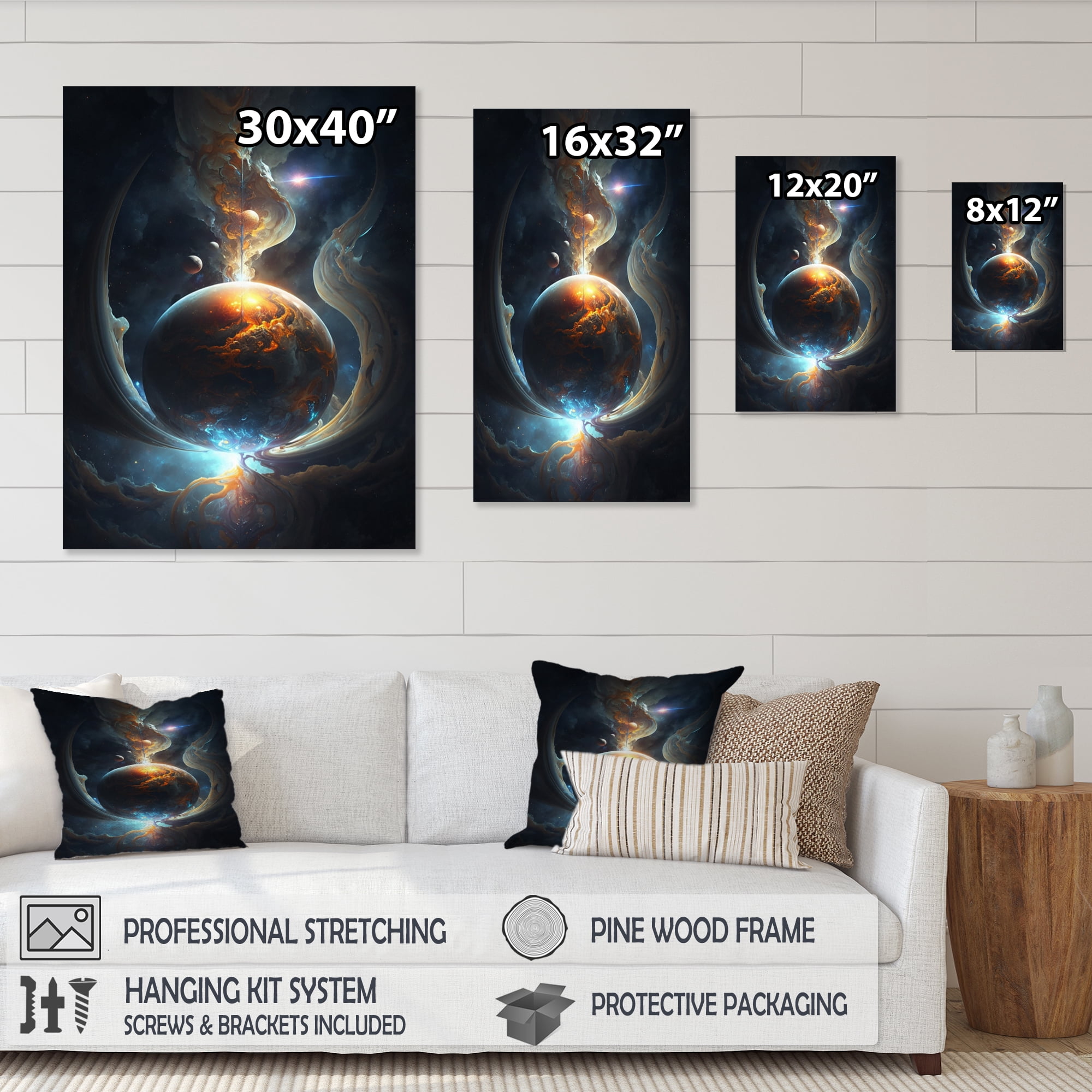 Designart Deep Space Planet Fusion IV Canvas Wall Art