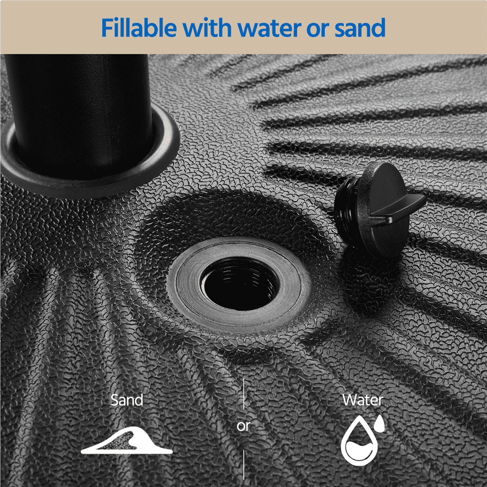 Renwick 22L Fillable HDPE Umbrella Base Stand for Outdoor Patio Garden, Black