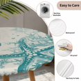thumbnail image 3 of Turquoise Starfish Round Tablecloth for 45-54 Inch Tables,Fitted Table Cover with Elastic Edge,Ocean Nautical Seahorse Coral Shell Waterproof Outdoor Table Cloth Protector for Patio Garden Dinner, 3 of 9