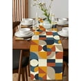 thumbnail image 4 of Table Runner Dresser Scarves 90 Inch Long, Mid Century Nordic Geometric Art Linen Dining Table Runners Splicing Circle and Square Tabletop Scarf for Wedding Holiday Party Kitchen, 4 of 7