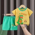 thumbnail image 2 of HCNTES Toddler Girls Boy Clothes Baby Boys Summer Outfits Patchwork Short Sleeve T-Shirt Shorts Set Summer Clothes Set(3-4 Years,a257-Yellow), 2 of 4