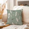 thumbnail image 3 of Ethan Taylor Botanical Throw Pillow Soft Cushion Cover 'Scandinavian Bohemian Feathers II Botanicals Muted' Scandinavian Pattern Decorative Square Accent Pillow Case, 18x18 Inches, Green, White, 3 of 5