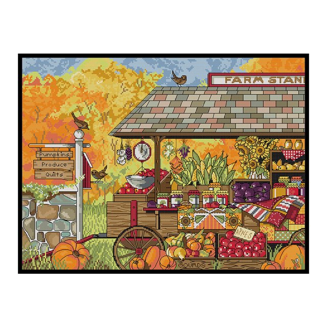 Escena de bordado completo Kits de algodón de punto de cruz de tela impresa de 14 quilates de 2 hebras Likrtyny decoración de arte