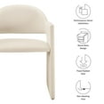 thumbnail image 4 of Side Dining Chair Armchair, Ivory White, Velvet, Bar Pub Cafe Bistro Dining Kitchen Hospitality Restaurant, Modern Contemporary, HB37559, 4 of 9