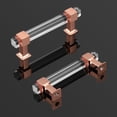 thumbnail image 2 of knobelite 5 Pack Kitchen Cabinet Handles Drawer Pull Square Acrylic Cabinet Pull with Zinc Alloy Base Polished Rose Gold Finish, 3 1/2 inch Hole Center Drawer Pulls for Kitchen Cabinets, 2 of 5
