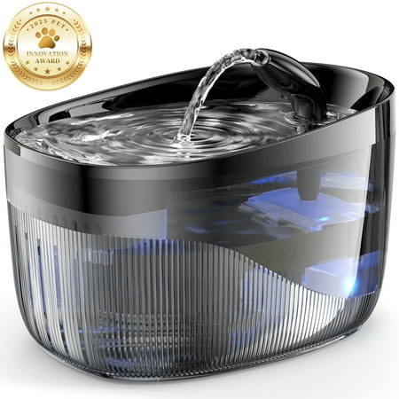 Cat Water Fountain, 2.2L/75oz Cat Fountain with 2 Replacement Filters,Ultra Quiet,BPA-Free,2 Flow Modes Dog Water Fountain for Cats Dogs,Multiple Pets,Muzpu(Black)