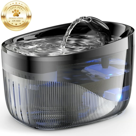 Cat Water Fountain, 2.2L/75oz Cat Fountain with 2 Replacement Filters,Ultra Quiet,BPA-Free,2 Flow Modes Dog Water Fountain for Cats Dogs,Multiple Pets,Muzpu(Black)