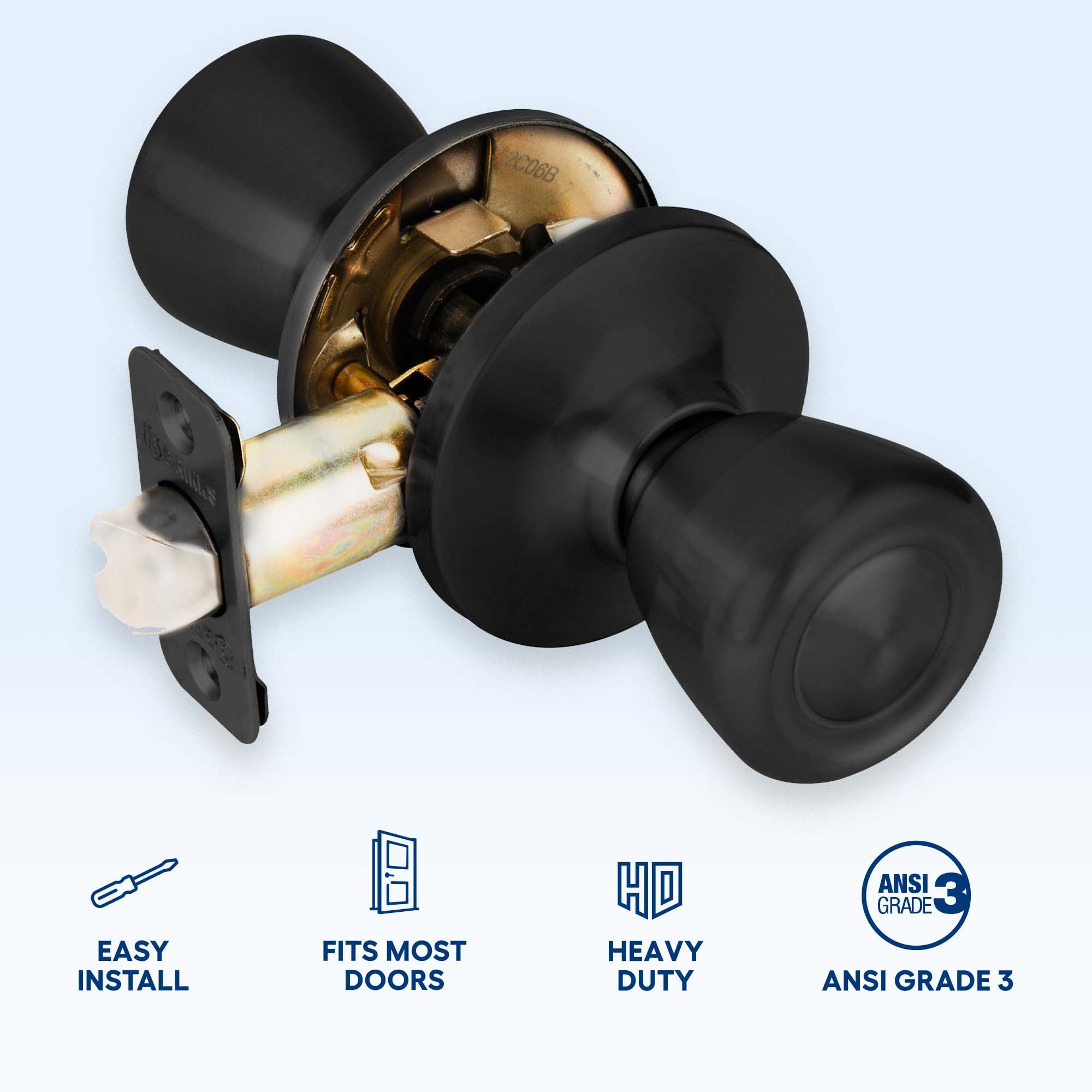 Brinks Non-Locking Passage Tulip Style Doorknob, Matte Black Finish