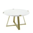 thumbnail image 5 of Table Basse Ronde en Métal - Dessus en Faux Marbre Blanc avec Base en Métal Doré, 5 of 5