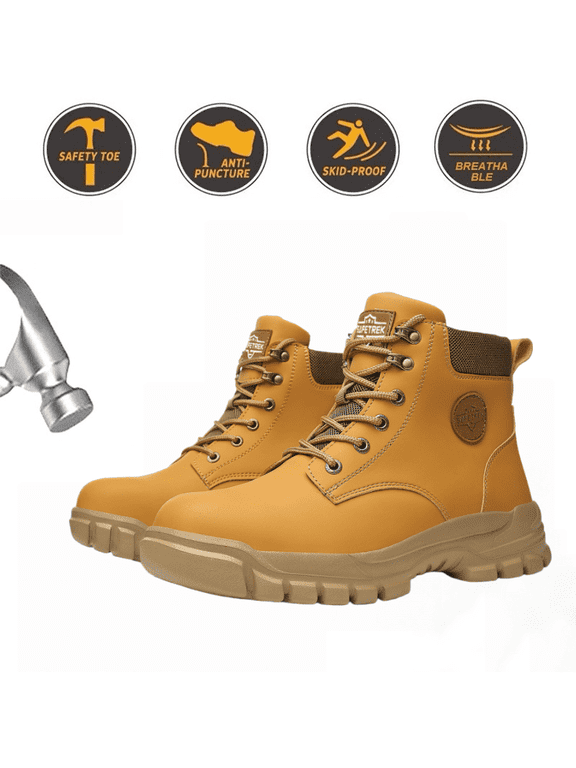 Waterproof Steel Toe Boots For Men 6 Inch Leather Steel Toe Shoes Non Slip Resistant Safety Work Boots Indestructible Lightweight Construction Boot With Composite Toe