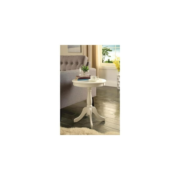 HomeStock City Sleek Side Table, 18" Dia x 22"H, Elegant Round Pedestal Design in White, Yellow, Black & Light Green, Shabby Chic Style
