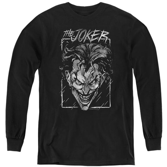 Batman Joker Storm On Black Kids Long Sleeve T Shirt (Large) for Youth Boys and Girls, Black
