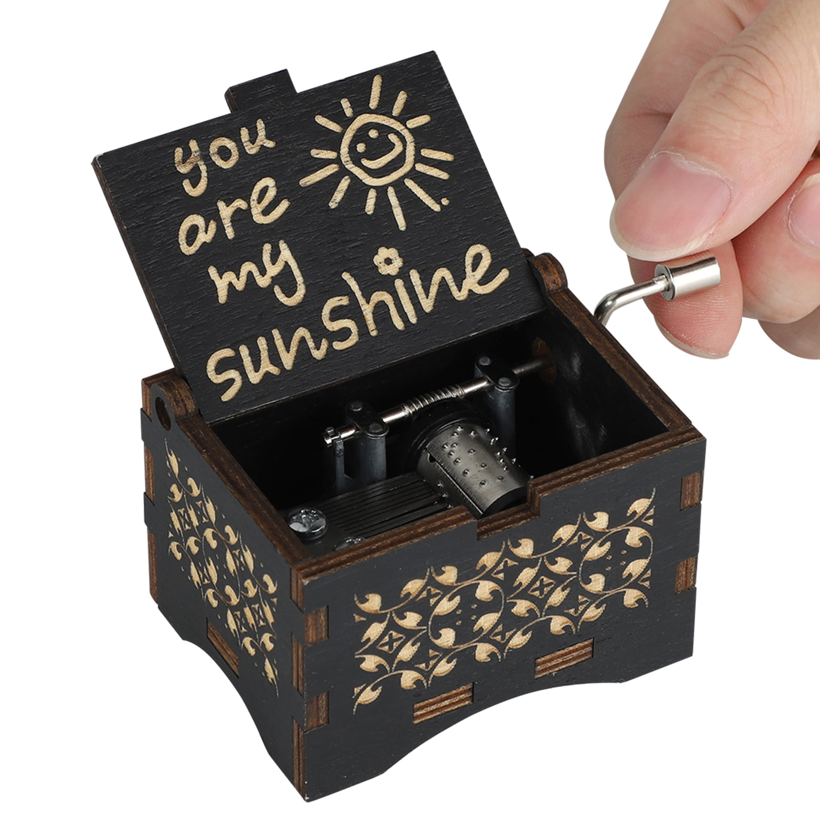 You are My Sunshine BOYFRIEND TO GIRLFRIEND Music Box Wood Wooden Engraved Vintage Hand Crank Musical Song Gift for Her Valentines Birthday