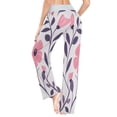 thumbnail image 6 of Women's Long Sleep Pants Home Pants Sleep Pants Wide-Leg Pants Design Elastic Fabric Casual Pants M Pretty Pink Flowers and Leaves, 6 of 7