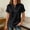 Black, variant on Womens T Shirts Solid Short Sleeve Notch V Neck Button Top Women Blouses Navy M