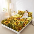 thumbnail image 4 of Homewish Abstrsct Chic Sunflower Queen Sheet Sets,Rustic Flower Floral Flat Sheet,Yellow Flying Butterflues Queen Fitted Sheet For Girl Teens,Super Cozy Room Decor,4 Pieces, 4 of 7