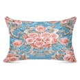 thumbnail image 3 of Pillow Case Plush Pillow Blush Roses on Aqua Case standard size/King size/Queen size Bed Pillow Pillowcases, 3 of 9