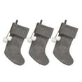 thumbnail image 2 of New Traditions - 3-Pack 20-Inch Christmas Stockings - Gray Cable Knit Stockings with Ivory Pom Poms, 2 of 7
