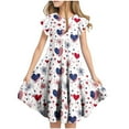 thumbnail image 2 of MKOSPLRT American Flag Dress for Kids Girls Ruffle Sleeve Casual 4th of July Midi Dress Flowy Swing Tiered Dress 6-15 Years, 2 of 7
