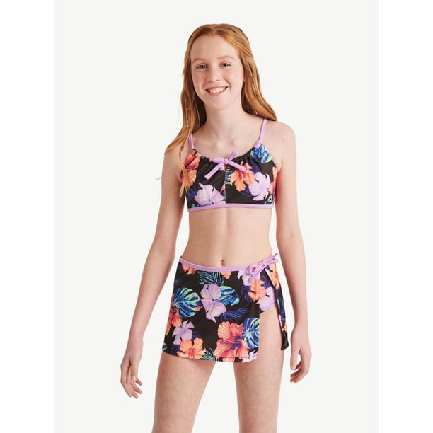 Justice Girls Floral Bikini Swimsuit, 3 Piece, Sizes 518