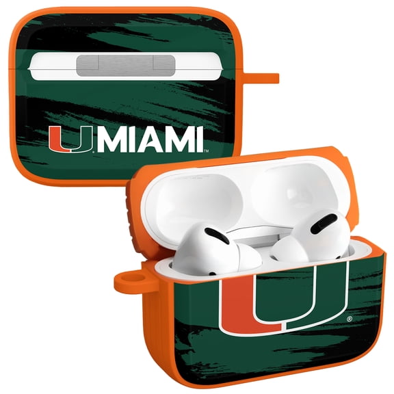 Miami Hurricanes Paint Stripe HDX Case Cover Compatible with Apple AirPods Pro 1 & 2 by Affinity Bands