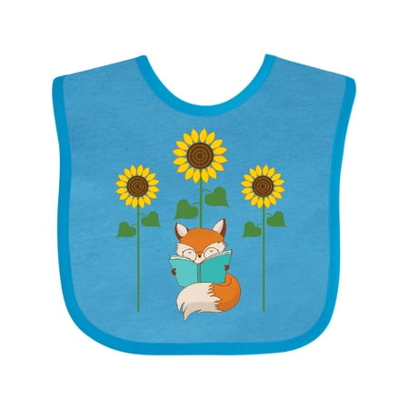

Inktastic Reading Book Lover Sunflower Fox Boys or Girls Baby Bib