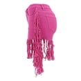 thumbnail image 5 of Pimfylm Jean Shorts for Women Juniors, Summer High Waisted Stretchy Frayed Raw Hem Tassels Denim Shorts Hot Pink, S, 5 of 6